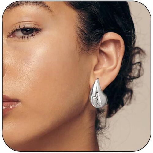 Kal-Boucles D'oreilles Créoles Épaisses, Hypoallergénique Poids Léger Goutte D'eau Larme Des Boucles D'oreilles Créoles Épaisses Bijoux Cadeau Pour Femme