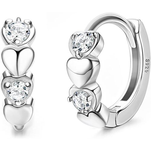 Kal-Petite Boucles D'oreilles Créoles Coeur En Argent Sterling 925 Pour Femmes Enfant Filles Couleur Zircone Cubique Boucles D'oreilles Hypoallergéniques Sleeper Cartilage Petite Créoles Bijoux