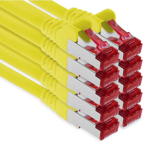- 10X 3 Mètres De Câble Patch Cat6 S/Ftp Pimf Blindage Cat.6 Câble Réseau Rj45 Câble Ethernet Dsl Lan Routeur Commutateur Modem Panneau De Brassage - Jaune - 10 Pièces