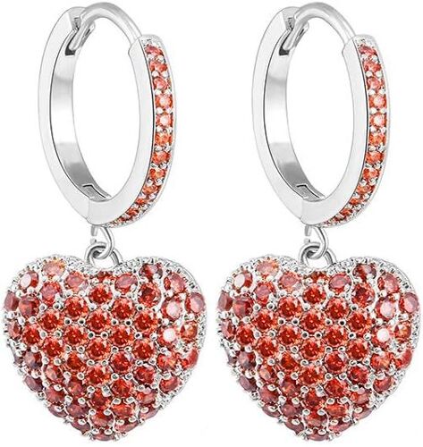 Kal-Boucles D'oreilles Pendantes En Forme De Coeur Pour Femmes, Boucles D'oreilles Hypoallergéniques Plaquées Or Rose Et Argent Avec Cristal De Zircone Cubique