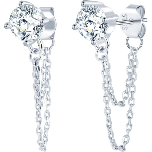 Kal-Boucles D'oreilles En Argent Sterling S925 Avec Zircone Cubique Pour Femme