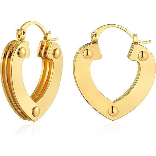 Tianyi-Boucles D'oreilles Pour Femme - En Or Délicat - Légères Et Tendance - Boucles D'oreilles Créoles Épaisses - Hypoallergéniques - Plaqué Or 18 Carats - Bijou Fantaisie Pour Femmes Et Filles