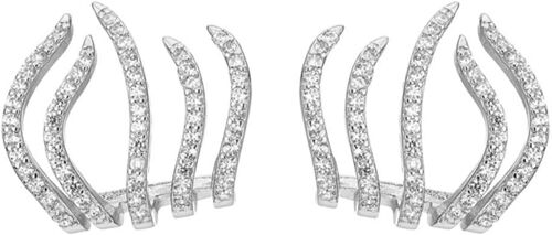 Kal-Manchette De Boucle D'oreille De Griffe Pour Les Femmes, Boucles D'oreilles D'aiguille De Zircon, Boucle D'oreille De Manchette De Griffe D'argent,Boucles D'oreilles Aiguille Zircone,Argent