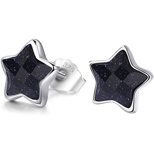 Fu You Boucles D'oreilles En Argent 925 Clous D'oreilles Étoiles Avec Pourpre Scintillant Pierre Petites Boucles D'oreilles Pour Femme Fille