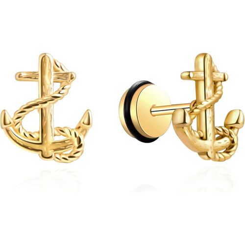 Kal-Homme Femme Boucles D'oreilles En Acier Inoxydable Clous Et Puces D'oreilles D'ancre Pour Garçon Fille Bijoux Fantaisie Oreilles Percées Mode Bouchons D'oreilles À Vis