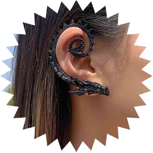 Kal-Boucles D'oreilles Dragon Gothique Boucles D'oreilles Dragon Noir Boucles D'oreilles Dragon Antique Boucles D'oreilles Vintage Sans Piercing Boucles D'oreilles Cartilage Bijoux Pour Femmes