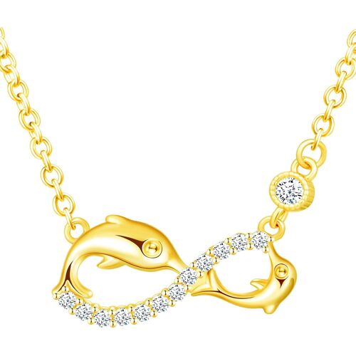 Kal-Ensembles De Bijoux En Argent 925, Collier Boucles D'oreilles Et Bracelet Pour Femme, Bijoux Symbole De L'infini Et Dauphin Mignon, Zircon Incrusté, Or, Cadeau De Noël