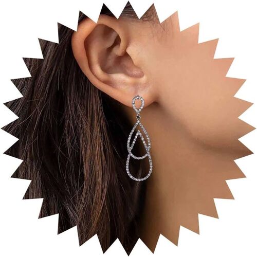 Kal-Boucles D'oreilles Pendantes En Forme De Larme En Or Cz Boucles D'oreilles En Forme De Goutte D'eau En Diamant Avec Strass Boucles D'oreilles Pendantes Géométriques Bijoux Pour Femmes