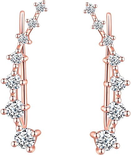 Kal-Boucles D'oreilles Femme En Argent Sterling 925, Boucles D'oreilles Crochet Clips Cristal Strass, Cadeau Anniversaire Noël