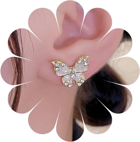 Kal-Boucles D'oreilles Papillon En Diamant Boucles D'oreilles Papillon En Strass Bijoux Pour Femmes Et Filles