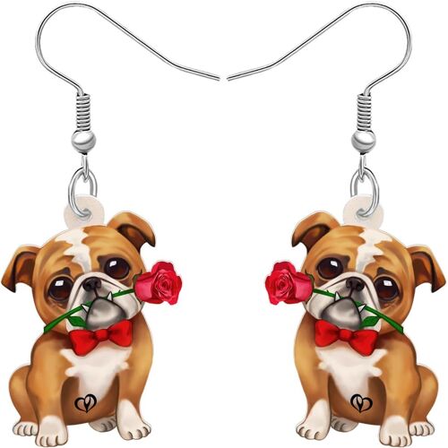Kal-Cadeaux De St Valentin Pour Femmes Filles Mignon Acrylique Chien De Chiens De Compagnie Boucles D'oreilles Pendantes Bijoux Pour Les Amoureux Des Chiens Décorations