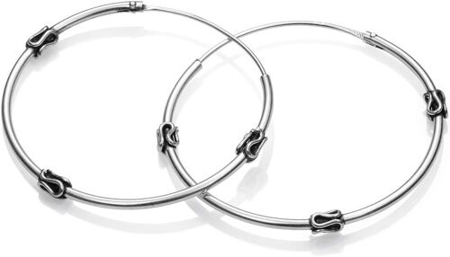 Kal-Boucles D'oreilles Créoles Bali En Argent Sterling 925 - Créoles Tribales En Argent - Différents Modèles 14, 18, 25 Et 35 Mm