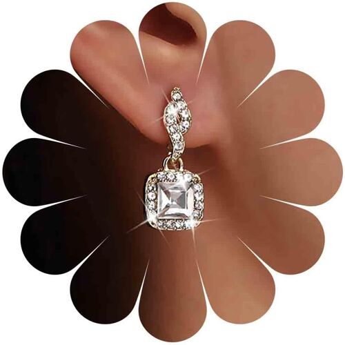 Kal-Boucles D'oreilles Cristal Carré Vintage Boucles D'oreilles Or Cz Boucles D'oreilles Carré Strass Boucles D'oreilles Géométriques Boucles D'oreilles Cz Bijoux Pour Femmes Et Filles