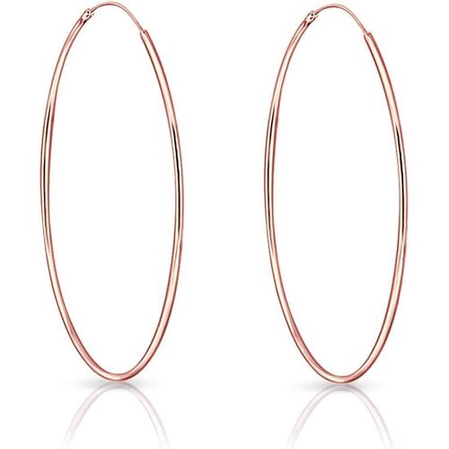 Kal-® Creole Plaqué Or - Boucle D'oreille Femme Or - Or 18 Carats - Boucles D'oreilles Femme Or Rose - Créole Or Rose - Petite Créole - Grande Boucles - Épaisseur 1.5 Mm - Diamètre 8 À 80 Mm