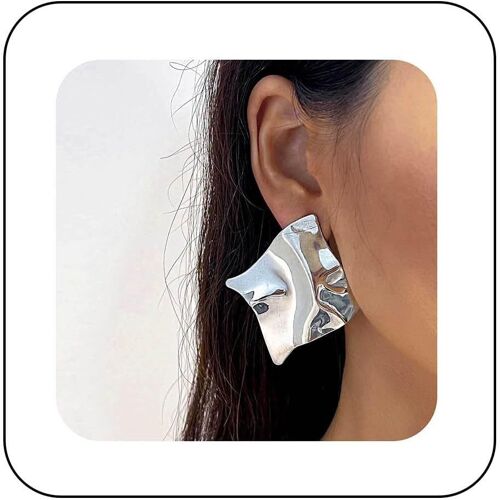 Kal-Boucles D'oreilles Géométriques Carrées Irrégulières Boucles D'oreilles Géométriques Grandes Boucles D'oreilles Géométriques Minimalisme Boucles D'oreilles Carrées En Métal Bijoux Pour Femmes