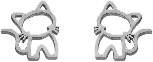 Kal-Chat Simple De Petites Boucles D'oreilles En Acier Inoxydable Pour Femmes Hommes Adolescents Filles Mignonnes Animaux Cartilage Percé Hypoallergénique Minuscule Mousie De Sang
