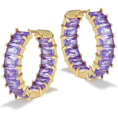 Kal-Boucles D'oreilles Créoles Boucles D'oreilles En Or Pour Femme - Boucles D'oreilles Plaquées Or 18 Carats Avec Zircone, Boucles D'oreilles En Cristal Or, Bijoux Pour Femmes Et Filles