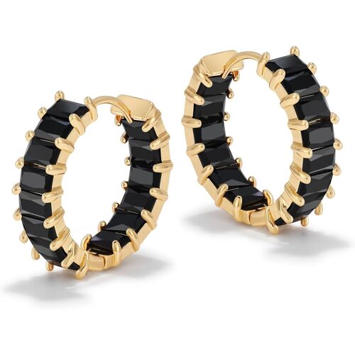 Kal-Boucles D'oreilles Créoles Boucles D'oreilles En Or Pour Femme - Boucles D'oreilles Plaquées Or 18 Carats Avec Zircone, Boucles D'oreilles En Cristal Or, Bijoux Pour Femmes Et Filles