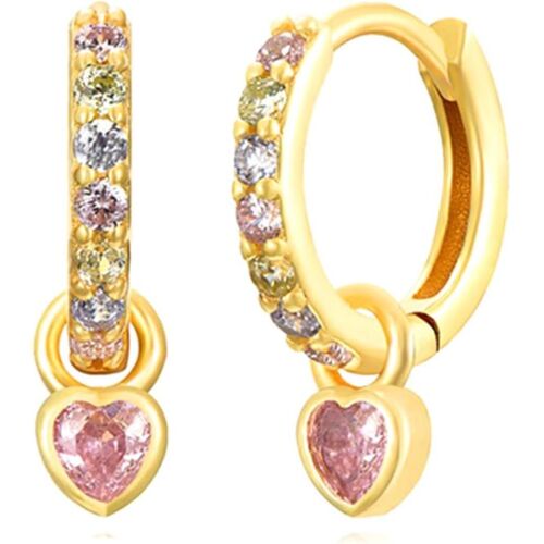 Kal-Boucles D'oreilles Cercle Or Pour Les Femmes Boucles D'oreilles Vertes Avec Vert Coeur Goutte Or Plaqué Boucles D'oreilles Dorées Hypoallergénique Cubique Zircon Pendule Vert Bijoux Pour Filles