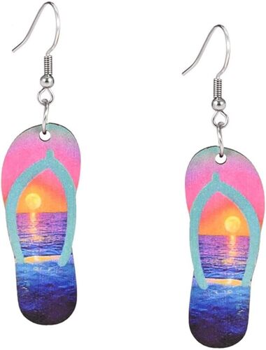 Kal-Boucles D'oreilles Tong, Boucles D'oreilles Été, Boucles D'oreilles Acrylique, Boucles D'oreilles Plage, Boucles D'oreilles Tong Colorées Mode, Pour Filles Et Femmes Cadeau De Bijoux
