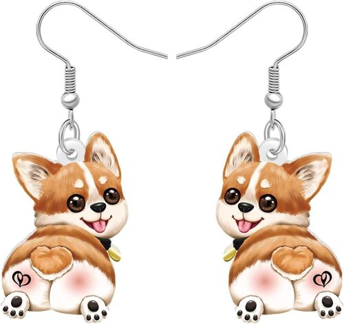 Kal-Boucles D'oreilles Chien En Acrylique Cadeaux Pour Les Amoureux De Corgi Pendants Charms Pour Chiot Bijoux De Fantaisie Pour Femmes