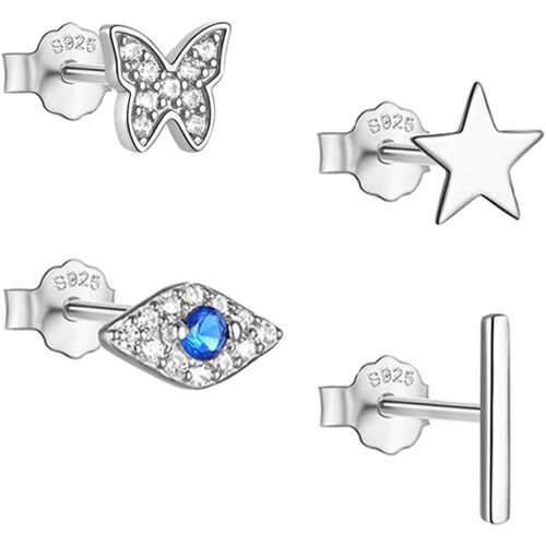 Kal-3-4pièces Boucles D'oreilles En Argent Sterling 925 Ensemble Pour Femme Fille Zircones Cubiques Hypoallergénique Boucles D'oreilles Bijoux Piercing Multiple