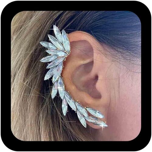 Kal-Boucle D'oreille Feuille Cristal Vintage Boucle D'oreille Feuille Strass Boucle D'oreille Feuille Boho Boucle D'oreille Feuille Cz Boucle Feuille D'or Bijoux Pour Femmes Et Filles (Doré)