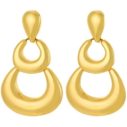 Kal-Boucles D'oreilles Femme Double Cercle Créoles Suspendues Boucles D'oreilles Géométrique Exagéré Pendantes Bijoux Accessoires Pour Filles Banquet Fête