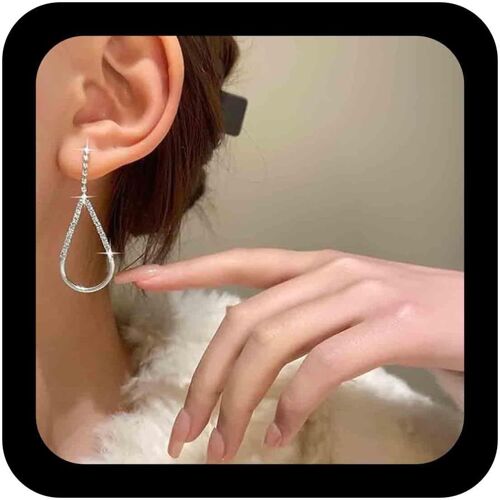 Kal-Boucles D'oreilles Ovales Cristal Vintage Boucles D'oreilles Ovales Strass Boucles D'oreilles Forme Goutte Boucles D'oreilles Géométriques Cz Doré Bijoux Pour Femmes Et Filles (Doré)