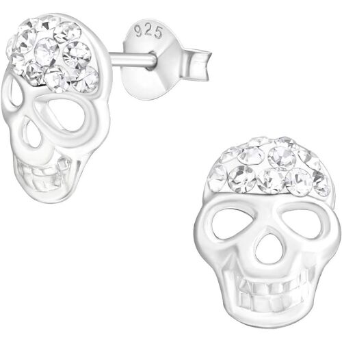 Kal-Bijou Pour Femme Boucles D'oreilles Pour Femme Crâne Brillant Zircone Argent Sterling 925