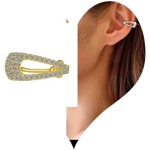 Kal-Cz Ear Cuff Cz Boucles D'oreilles Gold Hoop Huggie Boucles D'oreilles Cubic Zirconia Boucles D'oreilles Clip Cartilage Boucles D'oreilles Non Piercing Clip On Wrap Pour Femmes Et Filles
