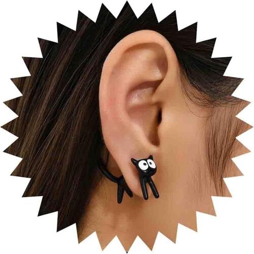 Kal-3d Boucles D'oreilles Chat Boucles D'oreilles Chat Noir Boucles D'oreilles Mignonnes Boucles D'oreilles Minimalistes Boucles D'oreilles Simples Boucles D'oreilles Animalières Boucles D'oreilles F