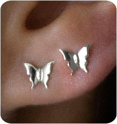 Kal-Boucles D'oreilles Femme Argent Boucles D'oreilles Pour Femmes 14 Carats Or/Argent/Or Rose Papillon Boucles D'oreilles Pour Femmes Bijoux