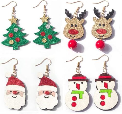 Kal-Boucles D'oreilles Goutte De Noël 4 Paires De Boucles D'oreilles Goutte De Noël