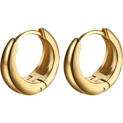 Kal-Boucles D'oreilles En Or Pour Femmes : 3 Paires Plaqué Or 14 Carats Petites Gouttes D'eau Géométriques Boucles D'oreilles En Acier Inoxydable Créoles Épaisses Hypoallergéniques Pour Femmes Et