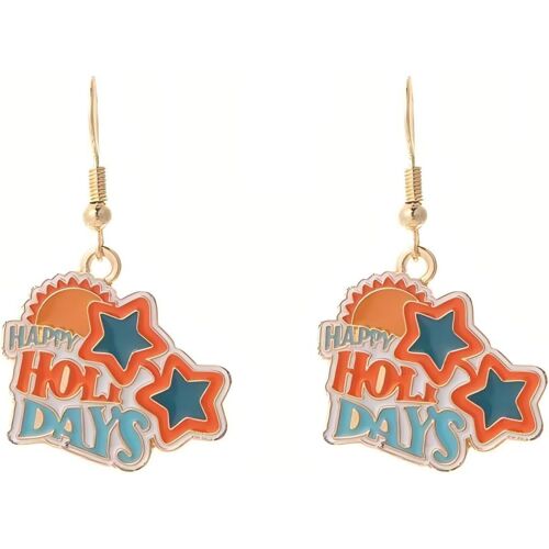 Kal-Boucles D'oreilles Voyage Lunettes Soleil Émail Mignonnes Happy Holiday Pendentif Femmes Crochets Acier Inoxydable Été Vacances Accessoires Cadeaux