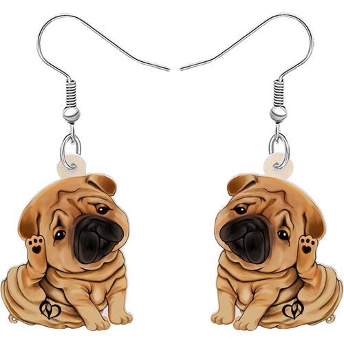 Kal-Boucles D'oreilles Acrylique Chubby Chinese Shar Pei Chien Pendants Nouveauté Chiot Bijoux Pour Femme Filles Mignon Chien Cadeaux Charms