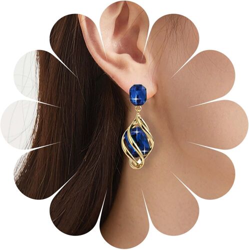 Kal-Boucles D'oreilles Vintage Émeraude Carrée Boucles D'oreilles Émeraude Verte Boucles D'oreilles Pendantes Topaze Verte Boucles D'oreilles Mariage Émeraude Bijoux Pour Femmes Et Filles (Vert)