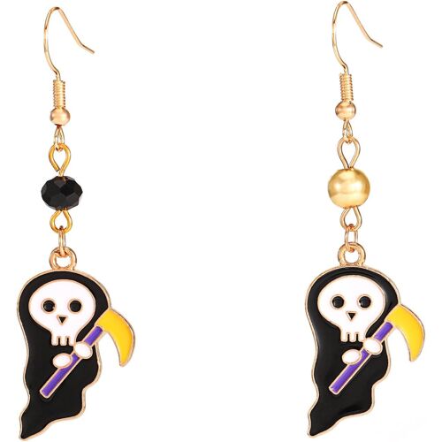 Kal-Boucles D'oreilles Pendantes Halloween Chauve-Souris Citrouille Chapeau De Sorcière Fantôme Crâne Boucles D'oreilles Pendantes Pour Femme, /