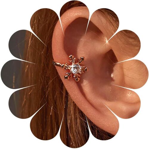 Kal-Boucles D'oreilles Boho Cristal Flocon De Neige Boucles D'oreilles Clip Fleur Flocon De Neige Boucles D'oreilles Clip Flocon De Neige Cz Boucles D'oreilles Clip Flocon De Neige Non Percées