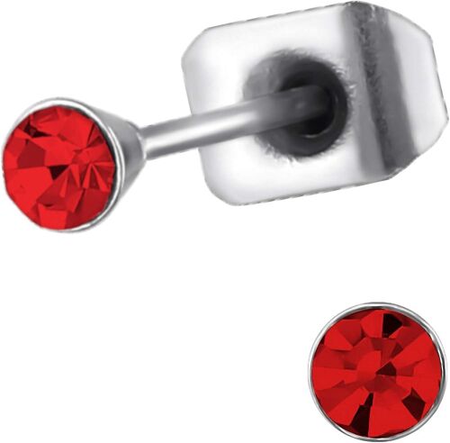 Kal-Boucles D'oreilles Pour Dames Rondes Acier Cristal Rouge Clou D'oreilles Femme