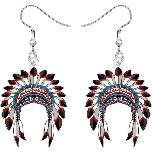 Kal-Boucles D'oreilles En Acrylique Native Américaine Coiffure Indienne Bijoux Crazy Thème Tribal Étrange Natif Américain Cadeaux Pour Femmes Filles