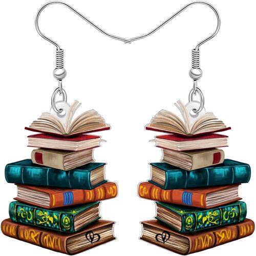 Kal-Boucles D'oreilles Vintage En Acrylique Pour Remise De Diplôme, Cadeaux De Reconnaissance Pour Les Enseignants, Les Lecteurs, Les Amateurs De Livres, Les Bibliothécaires, Cadeaux De Rentrée