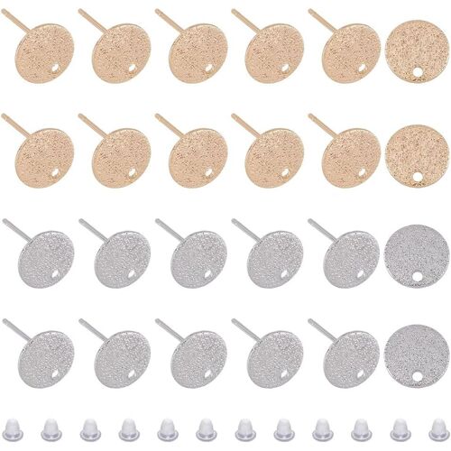 Kal-Martelé Laiton Goujon Boucles D'oreilles Conclusions 10mm Plat Rond Boucles D'oreilles Poteaux Or Véritable Platine Cercle Disque Boucles D'oreilles Clous