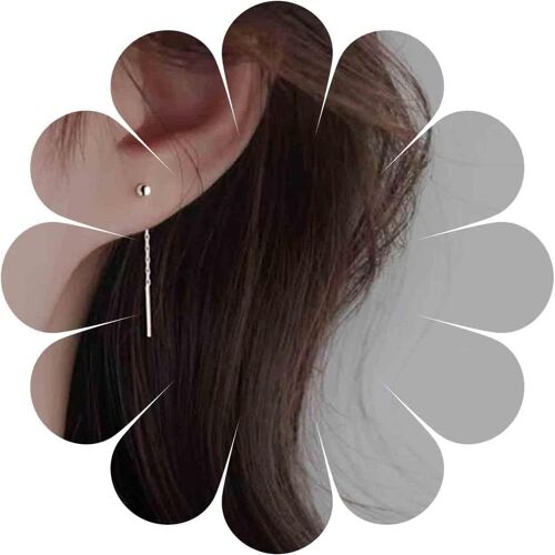 Kal-Boucles D'oreilles Boho À Enfiler Boucles D'oreilles Argentées Boucles D'oreilles String Drop Dangle Earrings Pull Through Long Chain Earrings Jewelry For Women And Girls