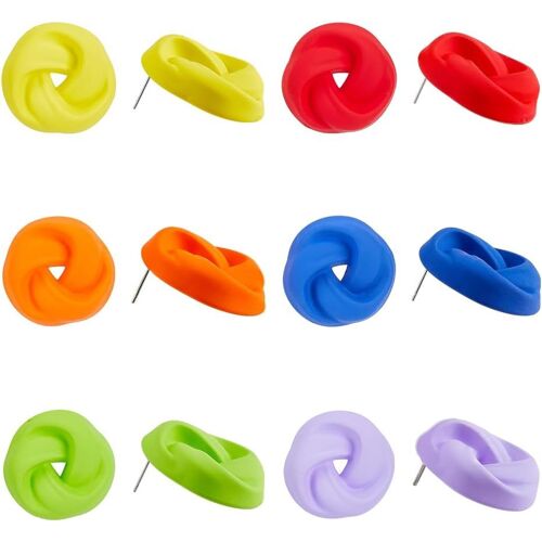 Kal-6 Paire Clou Boucles D'oreilles Noeud Amour 6 Couleurs Boucles D'oreilles À Noeud Acrylique Boucles D'oreilles À Noeud Torsadé Jolies Boucles D'oreilles Bonbon Boucles D'oreilles Pour Femmes