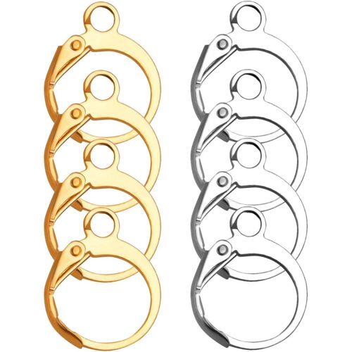 Kal-Lot De 20 Boucles D'oreilles Créoles En Acier Inoxydable, Pour Boucles D'oreilles, Décorations Pour Boucles D'oreilles À Faire Soi-Même, Pour Création De Bijoux (Or Et Argent)