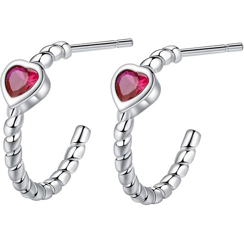 Kal-Boucles D'oreilles Créoles En Argent 925 En Forme De Coeur Pour Femme Et Fille Diamètre 16 Mm Avec Boîte Cadeau