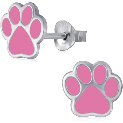 Kal-Boucles D'oreilles Pour Fille En Argent Sterling 925 Avec Patte Rose 9 Mm