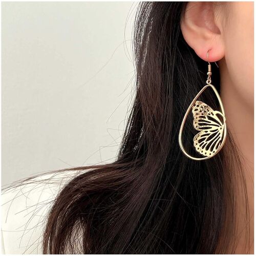 Kal-Boucles D'oreilles Crochet Papillon De Bohème Boucles D'oreilles Ovale Papillon Boucles D'oreilles Demi-Aile Papillon Boucles D'oreilles Goutte D'eau Boucles D'oreilles Bijoux Pour Femmes Et